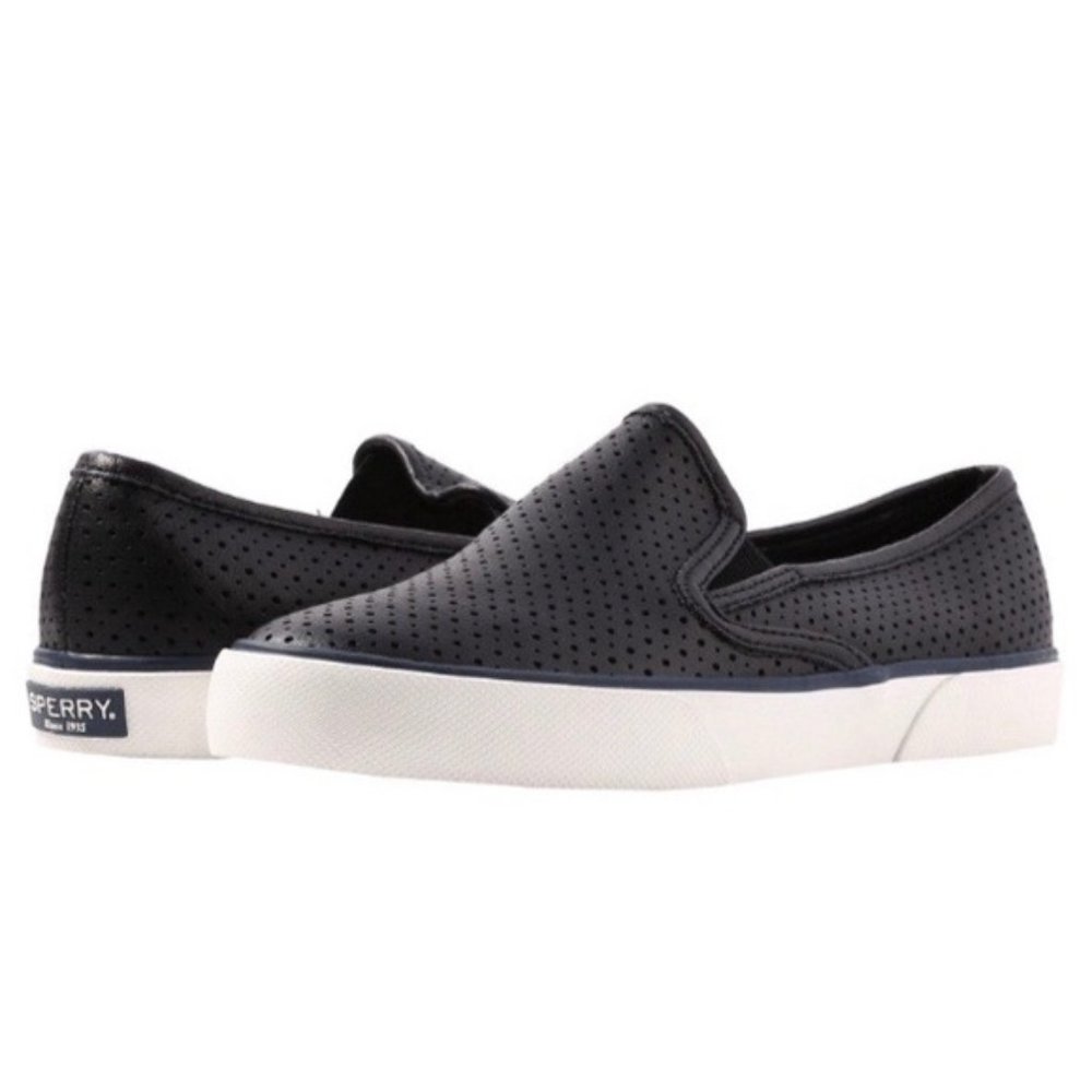 Sperry Pier Side Black Slip On Espadrilles Sz 8M